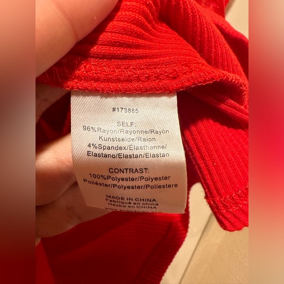 Anthropologie Dolan Left Coast Puff Sleeve Top Ribbed Red , size S - Picture 3 of 8
